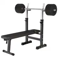 GORILLA SPORTS Podesiva benc klupa sa stalkom i setom tegova (38 kg)