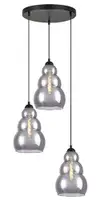 RABALUX Salvatore, visilica metal crna/dimljeno staklo 3xE27, visina 190cm, tekstilni kabal