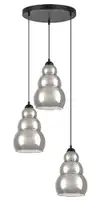 RABALUX Salvatore, visilica metal crna/dimljeno staklo 3xE27, visina 190cm, tekstilni kabal