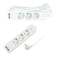 LOGILINK produzni kabl 3 mesta, 2 USB, prekidac, 1.5m, beli
