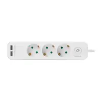 LOGILINK produzni kabl 3 mesta, 2 USB, prekidac, 1.5m, beli