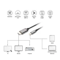 DIGITUS Kabl USB Tip C na HDMI 4K 1.8m crni