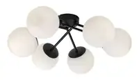 RABALUX Meduza, plafonska crna sa belim staklenim kuglama, 6xE14, 55x19cm