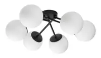 RABALUX Meduza, plafonska crna sa belim staklenim kuglama, 6xE14, 55x19cm