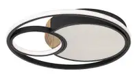RABALUX Leola, LED plafonjera sa daljinskim, 81W, 3800lm, 3000-6000K, 48cm, dimabilna, memory i timer funkcija, metaln crna/drvo