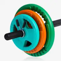 GORILLA SPORTS Sipka za aerobik sa tegovima i 2 sigurnosne opruge za diskove (20 kg)