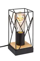 RABALUX Boire, stona lampa, crna metalna/drvena E27 1x40W IP20