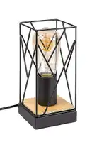 RABALUX Boire, stona lampa, crna metalna/drvena E27 1x40W IP20