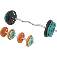 GORILLA SPORTS Kriva EZ sipka sa zvezdastim maticama + Gumirani diskovi + 2 Bucice (ukupno 70 kg)