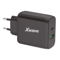 X WAVE GaN65w-AC 65W USB-A + USB-C, Crni
