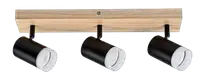 RABALUX Toras, drvena plafonska lampa sa metalnim crnim abažurom, GU10 3x5W IP22