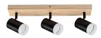 RABALUX Toras, drvena plafonska lampa sa metalnim crnim abažurom, GU10 3x5W IP22