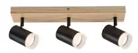 RABALUX Toras, drvena plafonska lampa sa metalnim crnim abažurom, GU10 3x5W IP22