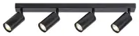 RABALUX Solo, plafonska crna metal spot lamp, 4xGU10