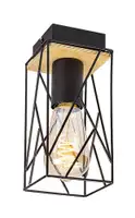 RABALUX Boire, plafonska lampa, crna metalna/drvena , E27 1x40W IP20