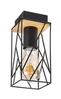 RABALUX Boire, plafonska lampa, crna metalna/drvena , E27 1x40W IP20