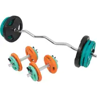 GORILLA SPORTS Kriva EZ sipka sa sigurnosnim oprugama + Gumirani diskovi + 2 Bucice (ukupno 70 kg)