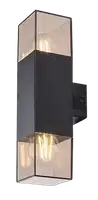 RABALUX Loanda, spoljna zidna 2xE27, crna aluminium, dimljena maska plasticna, dimenzije 8x31,5cm, distance from the wall: 11cm, IP54