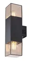 RABALUX Loanda, spoljna zidna 2xE27, crna aluminium, dimljena maska plasticna, dimenzije 8x31,5cm, distance from the wall: 11cm, IP54