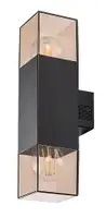 RABALUX Loanda, spoljna zidna 2xE27, crna aluminium, dimljena maska plasticna, dimenzije 8x31,5cm, distance from the wall: 11cm, IP54