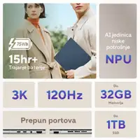 ASUS Zenbook UX3405CA-PZ067X, 14" 3K OLED Touch, Intel Core Ultra 9-285H, 32GB, 1TB SSD, Win11 Pro, siva