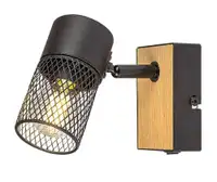 RABALUX Metta, spot 1xE14 (bez sijalice), metal crna/drvo hrast, IP20