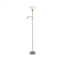 RABALUX Diana podna lampa sa citacem E27+E14 brušeni hrom/drvo/bela