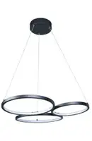 RABALUX Formand, visilica 3 prstena crna, LED 38W, 1100lm, 3000K, 61x48cm