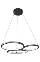 RABALUX Formand, visilica 3 prstena crna, LED 38W, 1100lm, 3000K, 61x48cm