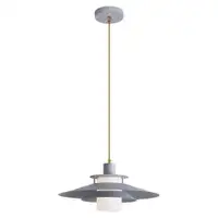 RABALUX Cameron, metal and glass pendant, grey, white, E27 1x MAX 40W, textile cable