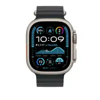 APPLE Watch 49mm Band Black Ocean Band - Natural Titanium Finish mxtl3zm/a