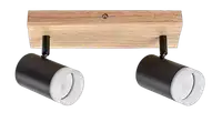 RABALUX Toras, drvena plafonska lampa sa metalnim crnim abažurom, GU10 2x5W IP21
