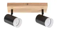 RABALUX Toras, drvena plafonska lampa sa metalnim crnim abažurom, GU10 2x5W IP21