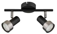 RABALUX Konrad, plafonska lampa, mat crna metalna sa srebrnom metalnom abažurom, GU10 2x50W IP20