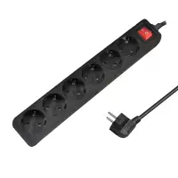 LOGILINK produzni kabl 6 mesta, prekidac, 1.5m, crni