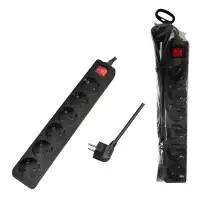 LOGILINK produzni kabl 6 mesta, prekidac, 1.5m, crni