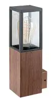 RABALUX Wales spoljna zidna lampa aluminijum crna drvo stakleni abazur E27 60W bez sijalice