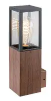RABALUX Wales spoljna zidna lampa aluminijum crna drvo stakleni abazur E27 60W bez sijalice