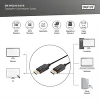 DIGITUS Kabl Display port na Display port 1.2 4K 3m crni