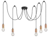 RABALUX Dollien, mat crna/drvena visilica, E27 5x60W IP21