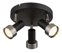 RABALUX Konrad, plafonska lampa, mat crna sa srebrnom metalnom abažurom, GU10 3x50W IP20