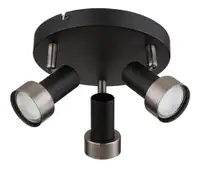 RABALUX Konrad, plafonska lampa, mat crna sa srebrnom metalnom abažurom, GU10 3x50W IP20