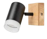 RABALUX Toras, drvena zidna lampa sa metalnim crnim abažurom, GU10 1x5W IP20