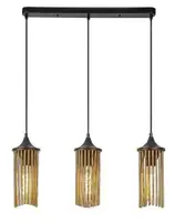RABALUX Roxas, visilica 3xE27, metal crna/bakar sa tekstil kablom