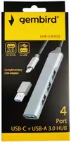 GEMBIRD UHB-U3P4-05 HUB Type-C+A to 4USB3.0 Aluminum