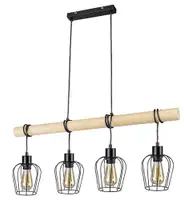 RABALUX Fabian, unutrašnja metal-drvena Visilica lampa, 4xE27