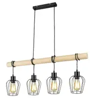 RABALUX Fabian, unutrašnja metal-drvena Visilica lampa, 4xE27