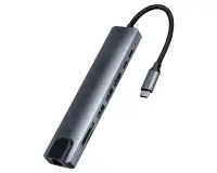 LINKOM Adapter-konvertor TIP C na HDMI+2xUSB3.0+TF/SD+2xTIP C+RJ45