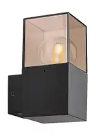 RABALUX Loanda, spoljna zidna E27, crna aluminium, dimljena maska plasticna, dimenzije 8x16cm, distance from the wall: 11cm, IP54