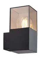 RABALUX Loanda, spoljna zidna E27, crna aluminium, dimljena maska plasticna, dimenzije 8x16cm, distance from the wall: 11cm, IP54